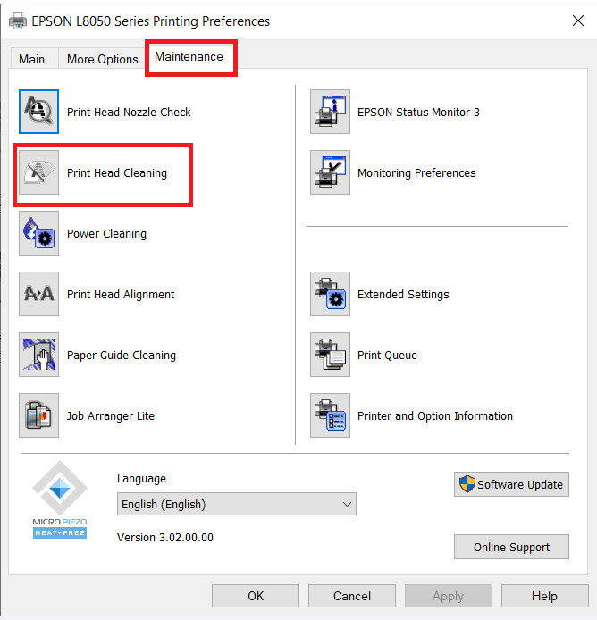 hướng dẫn vệ sinh đầu phun epson L8050/L18050
