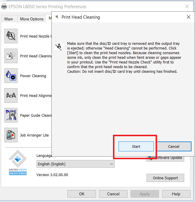epson L8050/L18050 in bị sọc