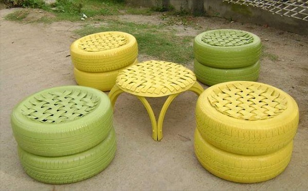 làm bàn ghế từ lốp xe