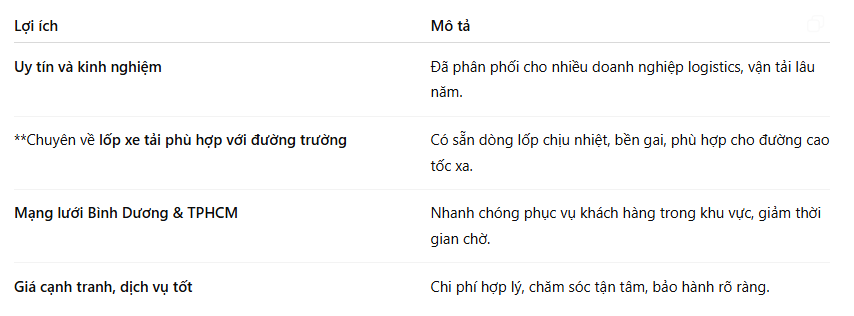 Lốp Dán Asean – cung cấp lốp xe tải uy tín tại Bình Dương – TPHCM
