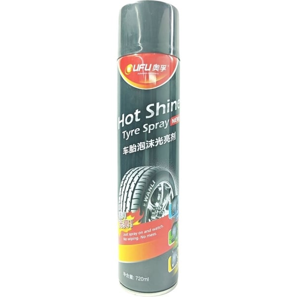 Chai Xịt Bóng Lốp Xe UFU Hot Shine Tyre Spray - Dưỡng Đen & Chống Rạn Nứt (720ml)