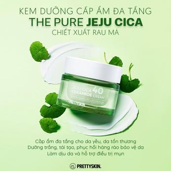 KEM DƯỠNG RAU MÁ PRETTY SKIN THE PURE JEJU CICA 40 CERAMIDE CREAM