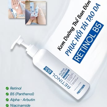 KEM DƯỠNG BODY BAN ĐÊM PRETTY SKIN RETINOL B5 ALPHA ARBUTIN BODY LOTION
