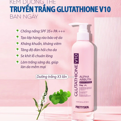 KEM DƯỠNG THỂ TRẮNG DA BAN NGÀY PRETTY SKIN BODY GLUTATHIONE V10 ALPHA ARBUTIN