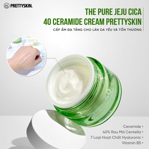 KEM DƯỠNG RAU MÁ PRETTY SKIN THE PURE JEJU CICA 40 CERAMIDE CREAM