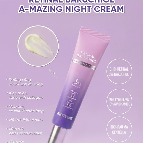 KEM DƯỠNG RETINAL BAKUCHIOL A-MAZING NIGHT CREAM PRETTY SKIN