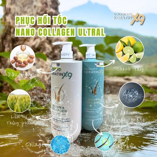 BỘ DẦU GỘI XẢ VOUDIOTY KERATIN X9 BIOTIN & COLLAGEN 500ML