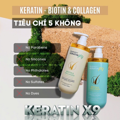 BỘ DẦU GỘI XẢ VOUDIOTY KERATIN X9 BIOTIN & COLLAGEN 500ML