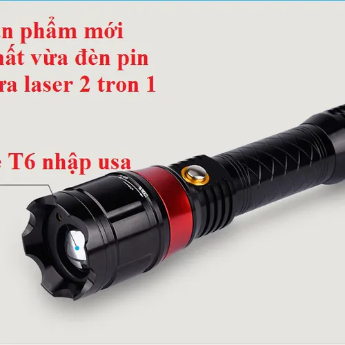 Đèn pin Cree T6 kết hợp đèn pin và laser