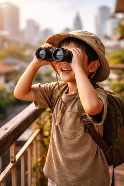 Trò chơi thám tử nhí với ống nhòm giúp bé rèn luyện quan sát