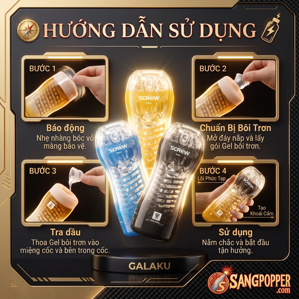 Cốc Thủ Dâm Trong Suốt Galaku Screw Mars – Gân Xoắn Ôm Siết Chân Thật
