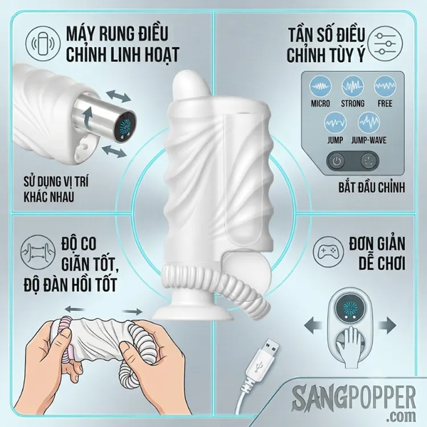 Cốc Thủ Dâm Monroe+ Rung Tự Động 9 Chế Độ Với Thiết Kế 2 Đường Ống Kép