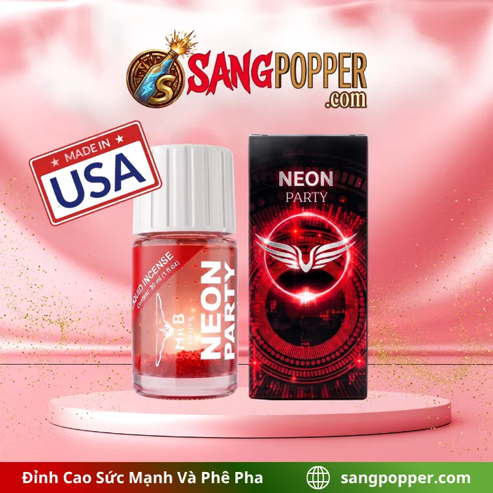 Popper Neon Party Đỏ USA - Phiên Bản Dạ Quang Siêu Nóng Siêu Mạnh