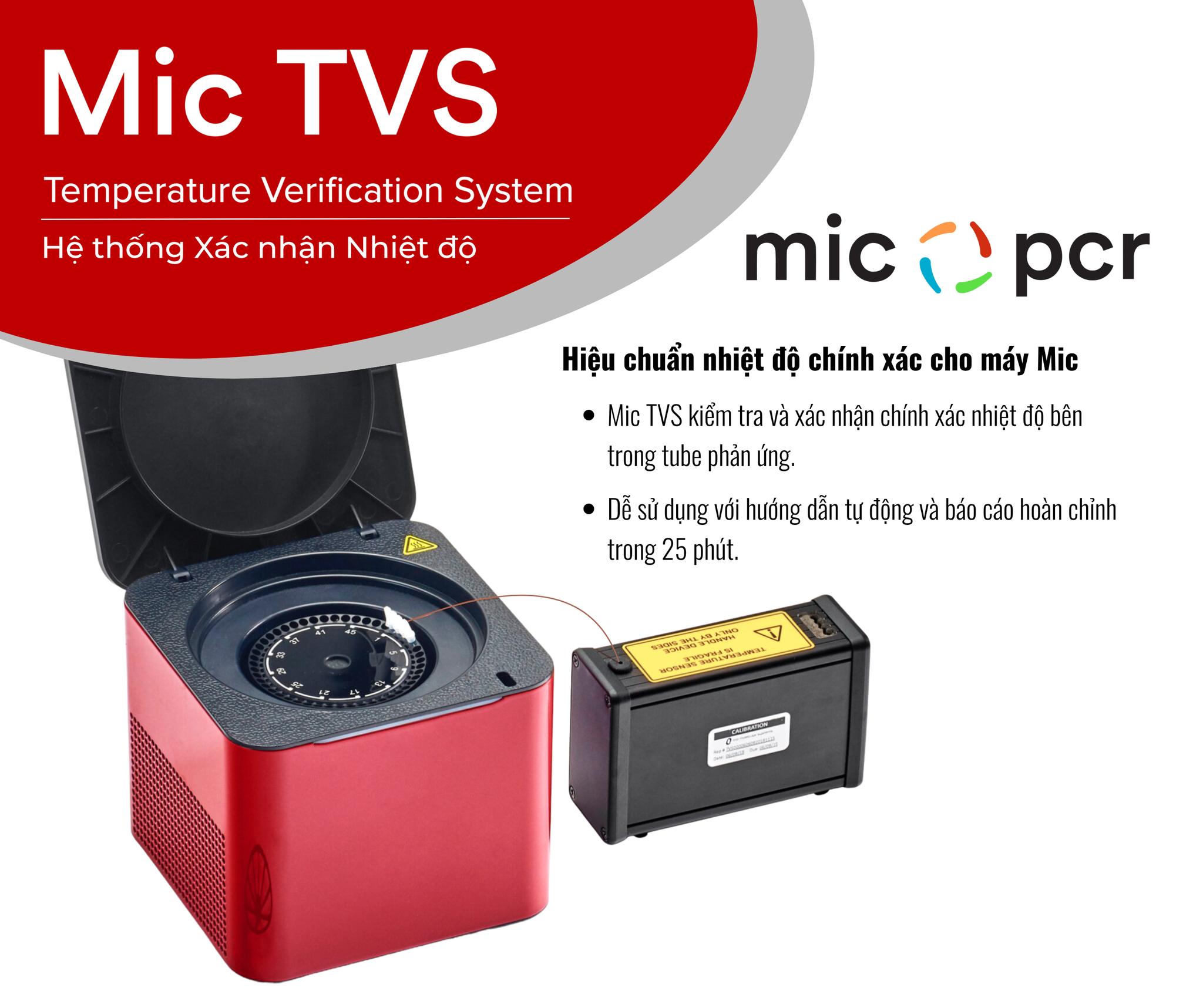 micTVS – hệ thống được thiết kế chuyên biệt để xác nhận nhiệt độ máy Mic qPCR micTVS – hệ thống được thiết kế chuyên biệt để xác nhận nhiệt độ máy Mic qPCR
