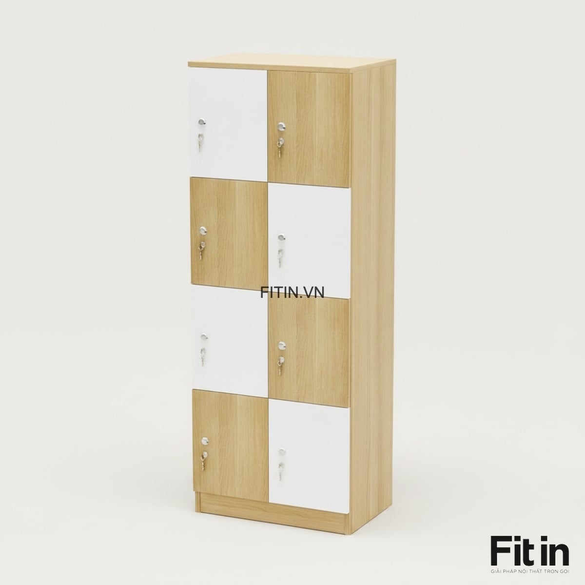 Tủ locker 8 ngăn gỗ MDF l&otilde;i xanh An Cường bền đẹp, kh&oacute;a an to&agrave;n, gi&aacute; tốt tại Fitin