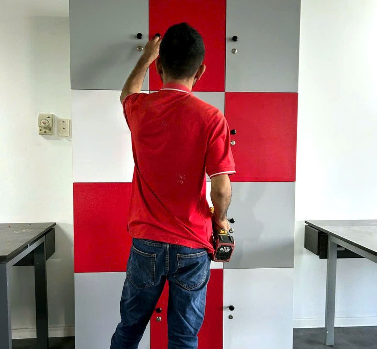 Tủ locker 8 ngăn gỗ MDF l&otilde;i xanh An Cường bền đẹp, kh&oacute;a an to&agrave;n, gi&aacute; tốt tại Fitin