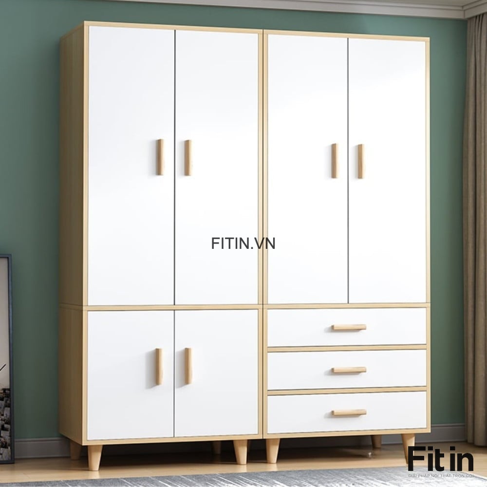 Tủ Quần &Aacute;o Gỗ &Eacute;p C&ocirc;ng Nghiệp Kiểu Ch&acirc;n Cao Đẹp Tinh Tế
