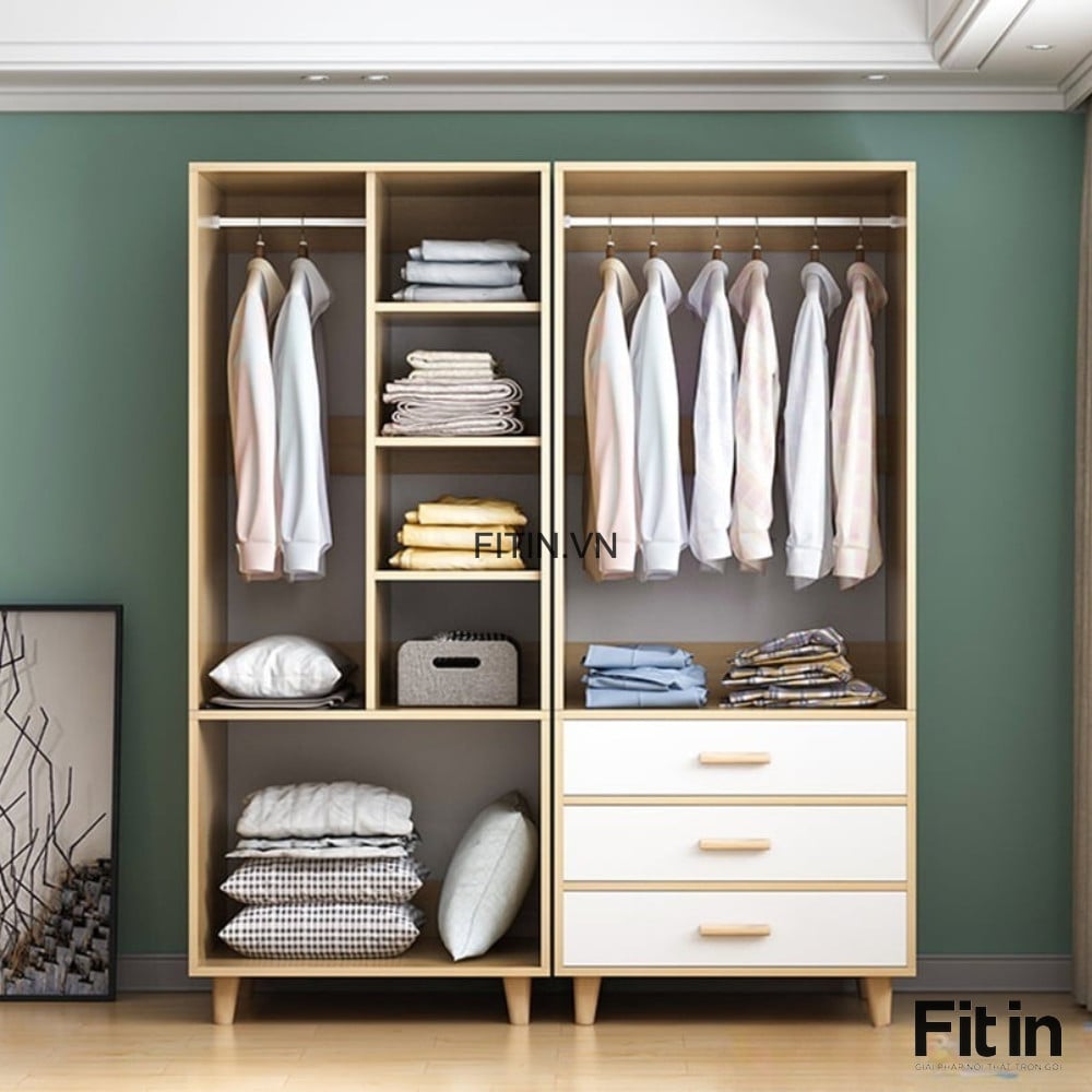 Tủ Quần &Aacute;o Gỗ &Eacute;p C&ocirc;ng Nghiệp Kiểu Ch&acirc;n Cao Đẹp Tinh Tế