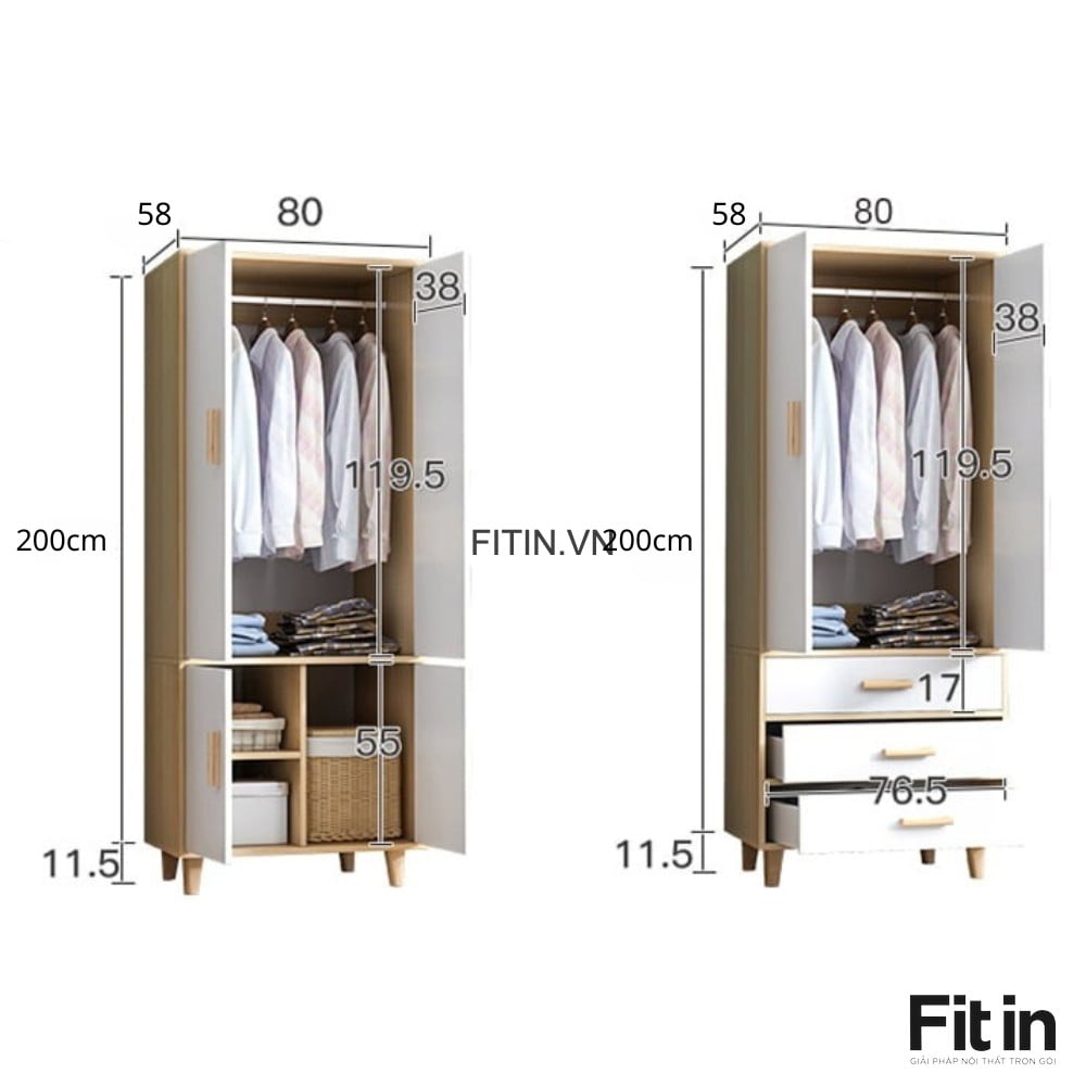 Tủ Quần &Aacute;o Gỗ &Eacute;p C&ocirc;ng Nghiệp Kiểu Ch&acirc;n Cao Đẹp Tinh Tế