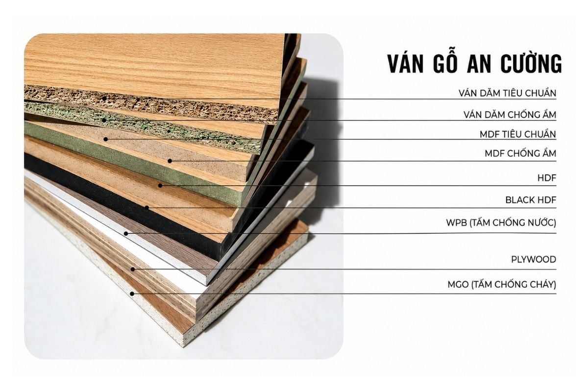MDF An Cường loại n&agrave;o tốt? Ưu điểm, ph&acirc;n loại & c&aacute;ch chọn ph&ugrave; hợp 2026