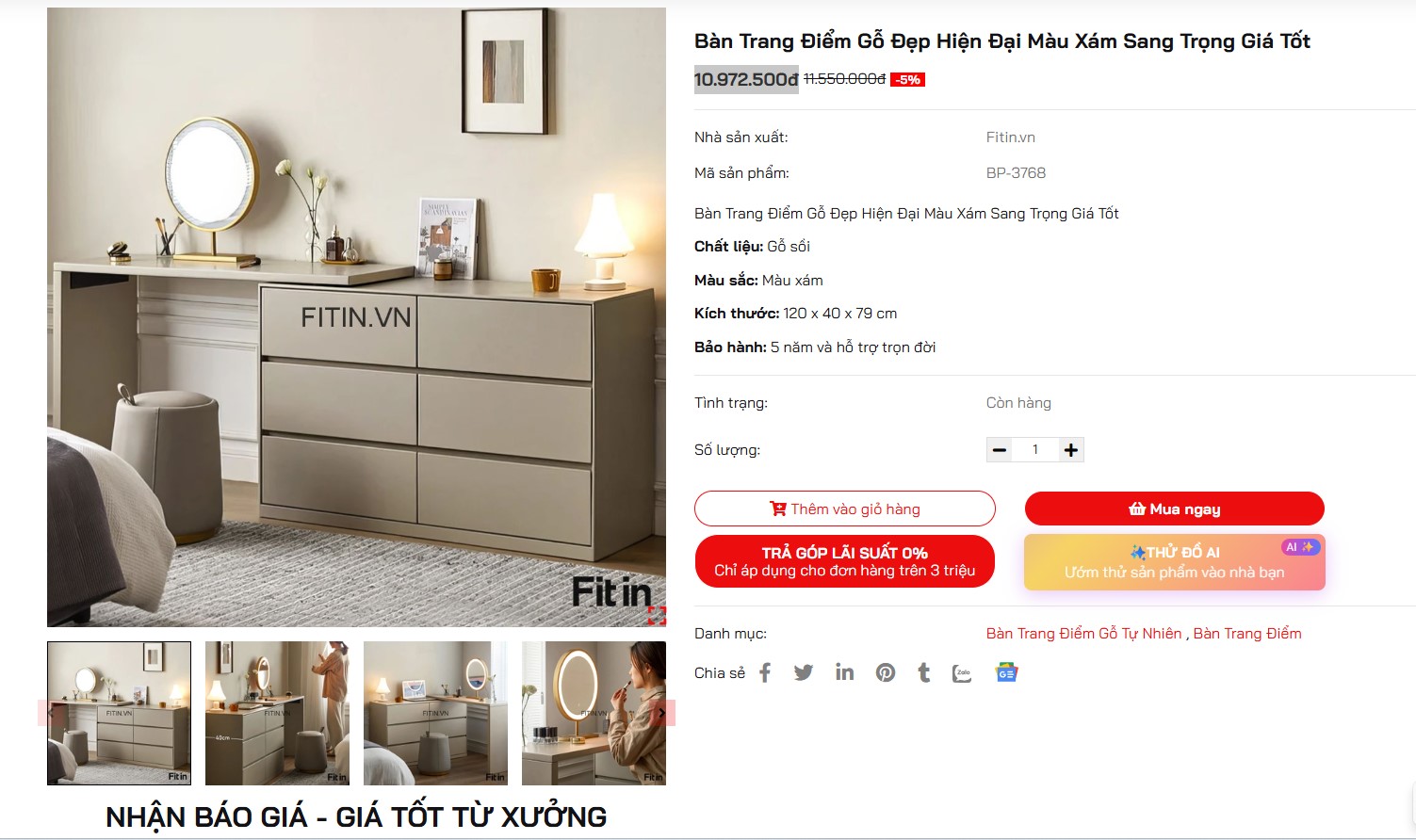 B&agrave;n Trang Điểm Gỗ Đẹp Hiện Đại M&agrave;u X&aacute;m Sang Trọng Gi&aacute; Tốt&nbsp;