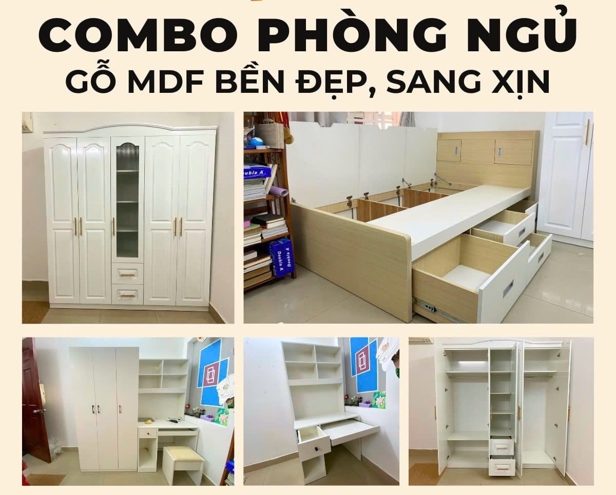 Bộ nội thất ph&ograve;ng ngủ gi&aacute; rẻ đẹp, hiện đại, b&aacute;o gi&aacute; chi tiết từ 7 triệu
