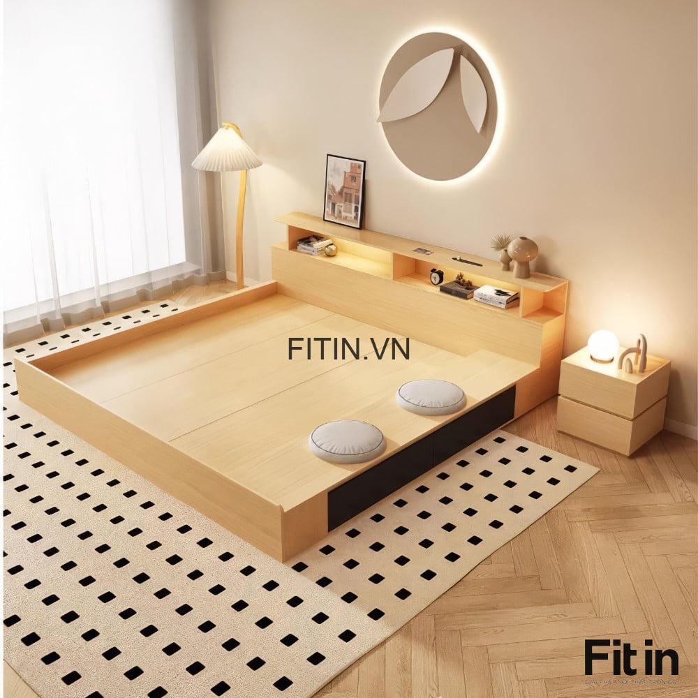 Giường Ngủ Hiện Đại Cao Cấp Phong C&aacute;ch Tối Giản Nhật Bản