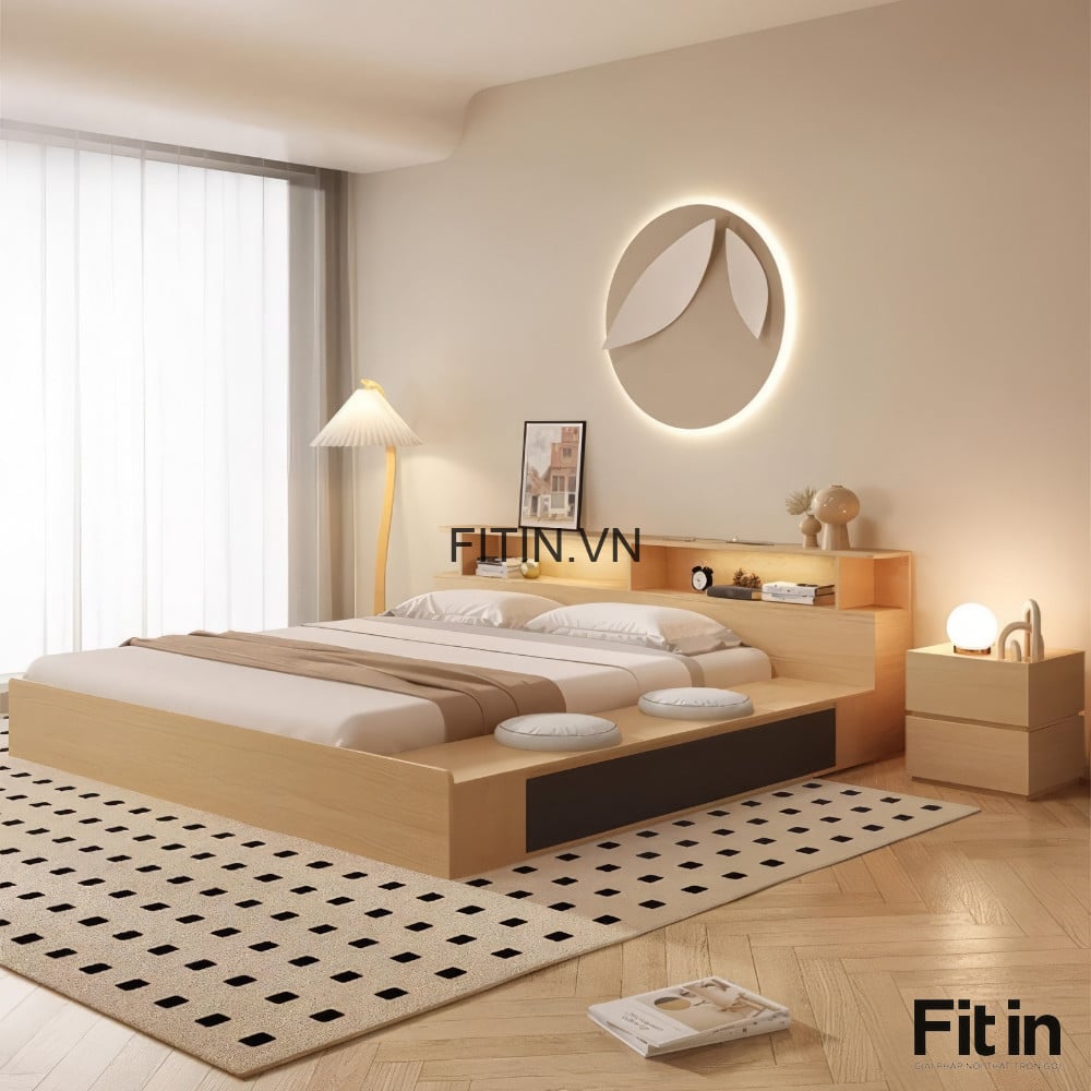 Giường Ngủ Hiện Đại Cao Cấp Phong C&aacute;ch Tối Giản Nhật Bản