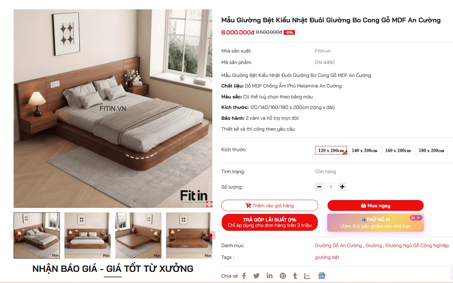 Mẫu Giường Bệt Kiểu Nhật Đuôi Giường Bo Cong Gỗ MDF An Cường Mẫu Giường Bệt Kiểu Nhật Đuôi Giường Bo Cong Gỗ MDF An Cường
