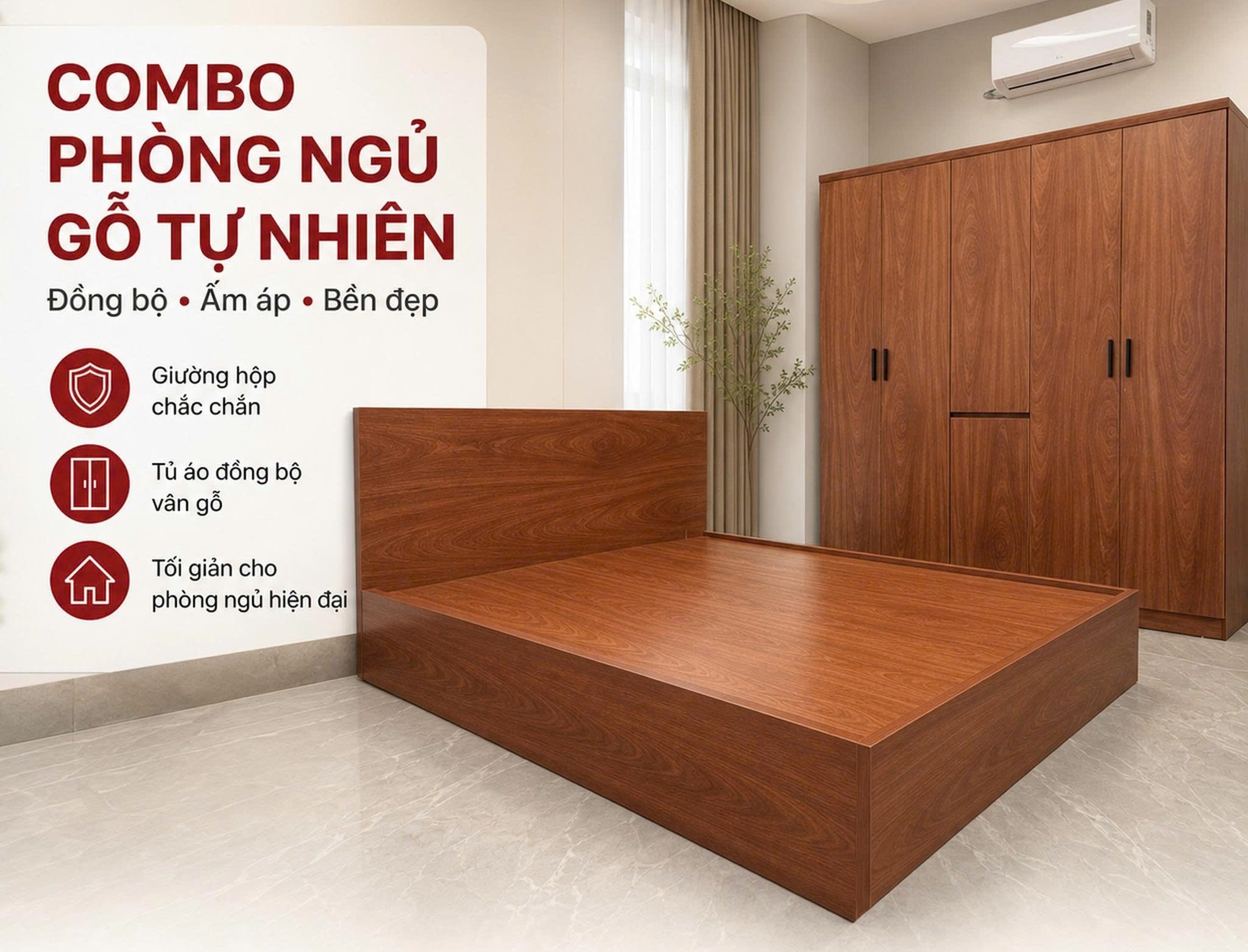 Mua combo giường tủ gỗ tự nhiên giá tốt, mẫu đẹp hiện đại Mua combo giường tủ gỗ tự nhiên giá tốt, mẫu đẹp hiện đại