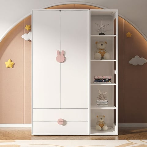 Tủ Áo Quần Cho Bé Gỗ Công Nghiệp Màu Hồng Phối Trắng Đẹp