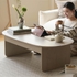 Bàn Gỗ Sofa Hình Oval Gỗ Sồi Sơn Màu Xám Đơn Giản Hiện Đại