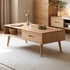 Bàn Sofa Đẹp Gỗ Sồi Tự Nhiên Kiểu Hộp Chân Cao Thanh Lịch