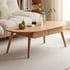 Bàn Trà Gỗ Sồi Mặt Hình Oval Kiểu Chân Cao Tối Giản Hiện Đại