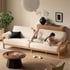 Bộ Ghế Sofa Gỗ Sồi Tự Nhiên Kèm Nệm Bọc Da Kiểu Dáng Hiện Đại