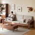 Bộ Sofa 3 Chỗ Gỗ Sồi Sơn Màu Óc Chó Kèm Nệm Ngồi Êm Ái