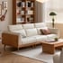 Ghế Sofa 3 Chỗ Gỗ Sồi Tự Nhiên Kết Hợp Nệm Bọc Da Thanh Lịch