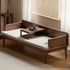 Ghế Sofa Gỗ Óc Chó Nhỏ Gọn Kèm Nệm Ngồi Bọc Nỉ Hiện Đại