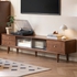 Kệ Để Tivi Gỗ Ghép Phủ Veneer Sồi Phối Cánh Kính Sọc Kiểu Lùa