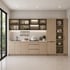 Mẫu Tủ Bếp Đẹp Đơn Giản Chữ I Gỗ MDF Phối Cánh Kính Cường Lực