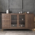 Mẫu Tủ Đựng Rượu Dáng Thấp Có Chân Gỗ MDF Phối Cánh Kính