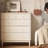 Mẫu Tủ Quần Áo Ngăn Kéo Gỗ Sồi Sơn Màu Trắng Tinh Tế Bề Mặt Mịn 