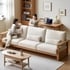Sofa 3 Chỗ Ngồi Kèm Bàn Trà Gỗ Sồi Có Nệm Bọc Nỉ Êm Ái