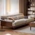 Sofa Băng Dài Gỗ Sồi Kết Hợp Nệm Bọc Da Dáng Thấp Hiện Đại