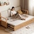 Sofa Giường Kéo Thông Minh Có Ngăn Kéo Để Đồ Gỗ Sồi Tiện Lợi