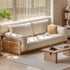 Sofa Gỗ Phòng Khách Kiểu Bệt Kết Hợp Nệm Bọc Nỉ Êm Ái