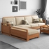 Sofa Góc L Phòng Khách Gỗ Sồi Tự Nhiên Kèm Nệm Ngồi Êm Ái