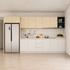 Tủ Bếp Chữ I Đẹp Gỗ MDF Phủ Laminate Màu Vàng Phối Trắng