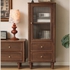 Tủ Decor Phòng Khách Gỗ Óc Chó Cánh Kính Nhỏ Gọn Hiện Đại