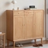 Tủ Giầy 3 Cánh Kiểu Chân Cao Gỗ Tự Nhiên Phủ Veneer Sồi
